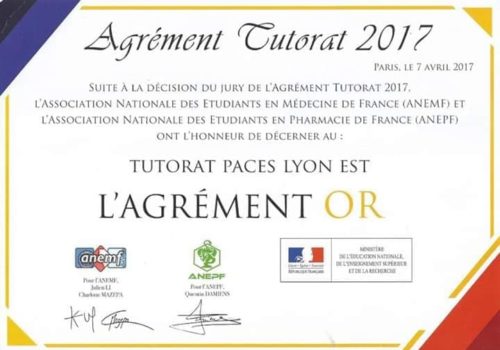 Agrément national pour le tutorat en 2017 par l’ANEMF !