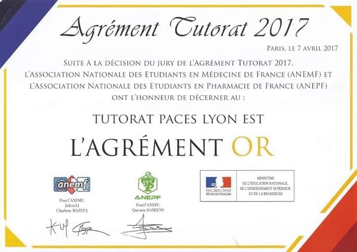 Agrément national pour le tutorat en 2017 par l’ANEMF !